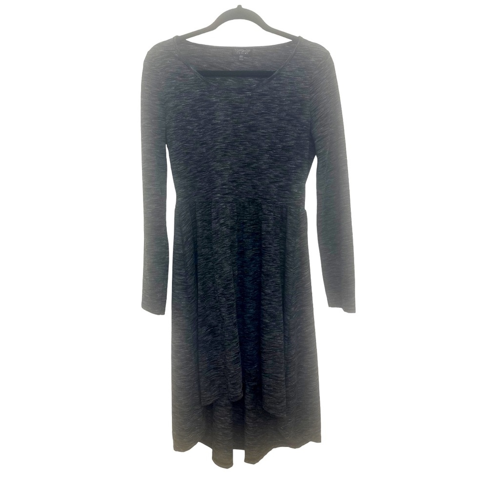 Top Shop Fit And Flare High Low Dress Black And Charcoal Size 6